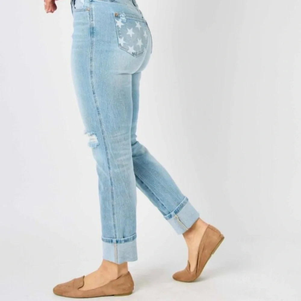 Judy Blue Star Pocket Boyfriend Jeans size 18 W